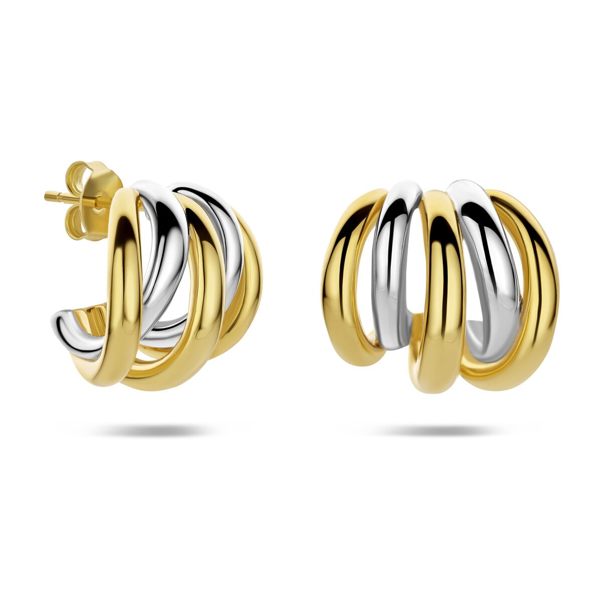 Puces d'oreilles en argent 925 plaqué or et rhodié
