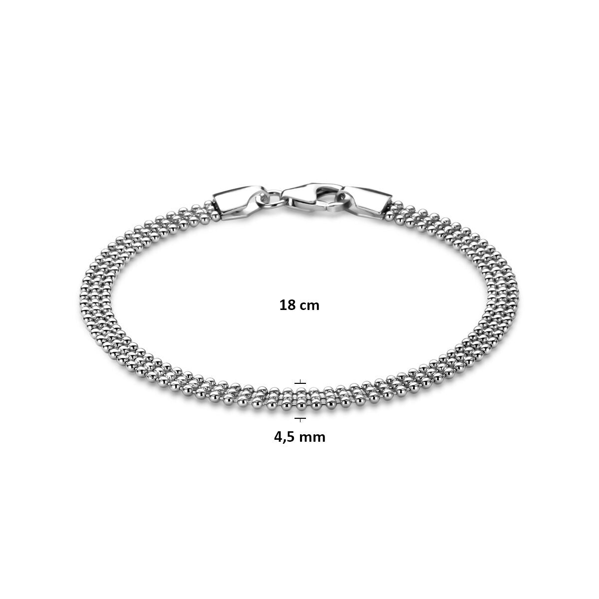 Bracelet pour femme en argent rhodié 925 4,5 mm 18 cm