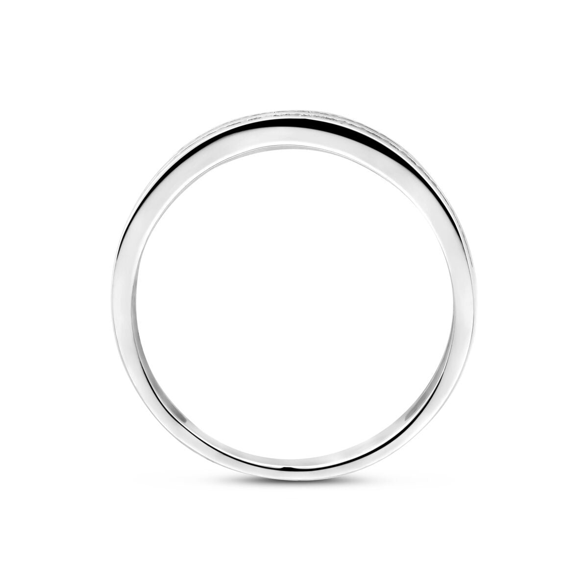 Bague en Argent avec Zircone – Rhodié Argent 925, 3,5 mm de large