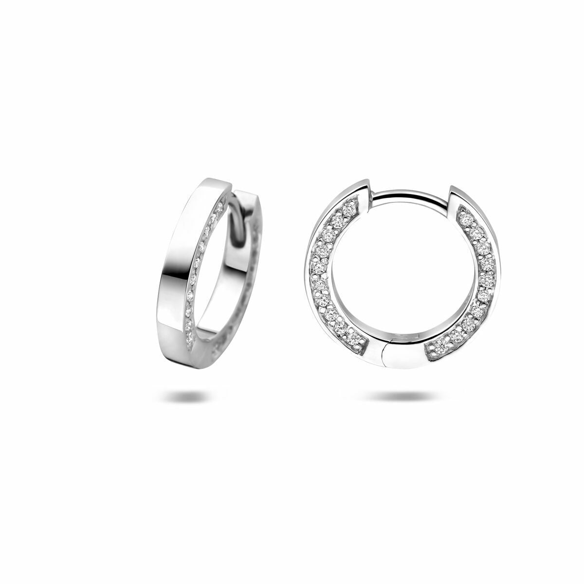 Boucles d'oreilles pour femme en argent avec zircone – rhodié argent 14,5 mm