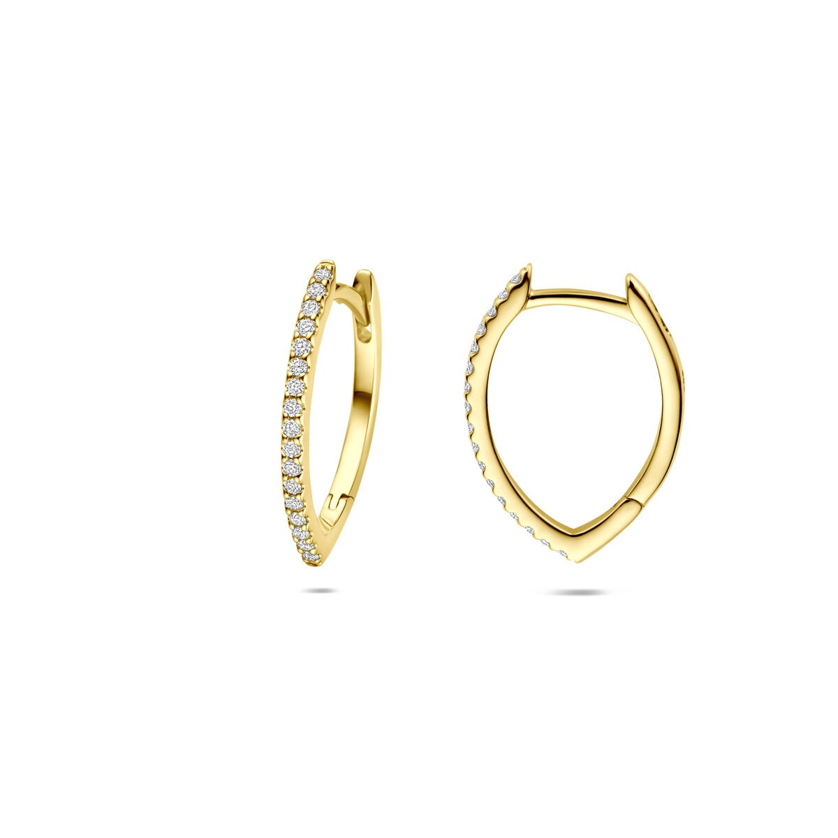 Créoles en or jaune 14k avec diamant – 0.15ct (2x 0.075ct) h si 16,5 mm