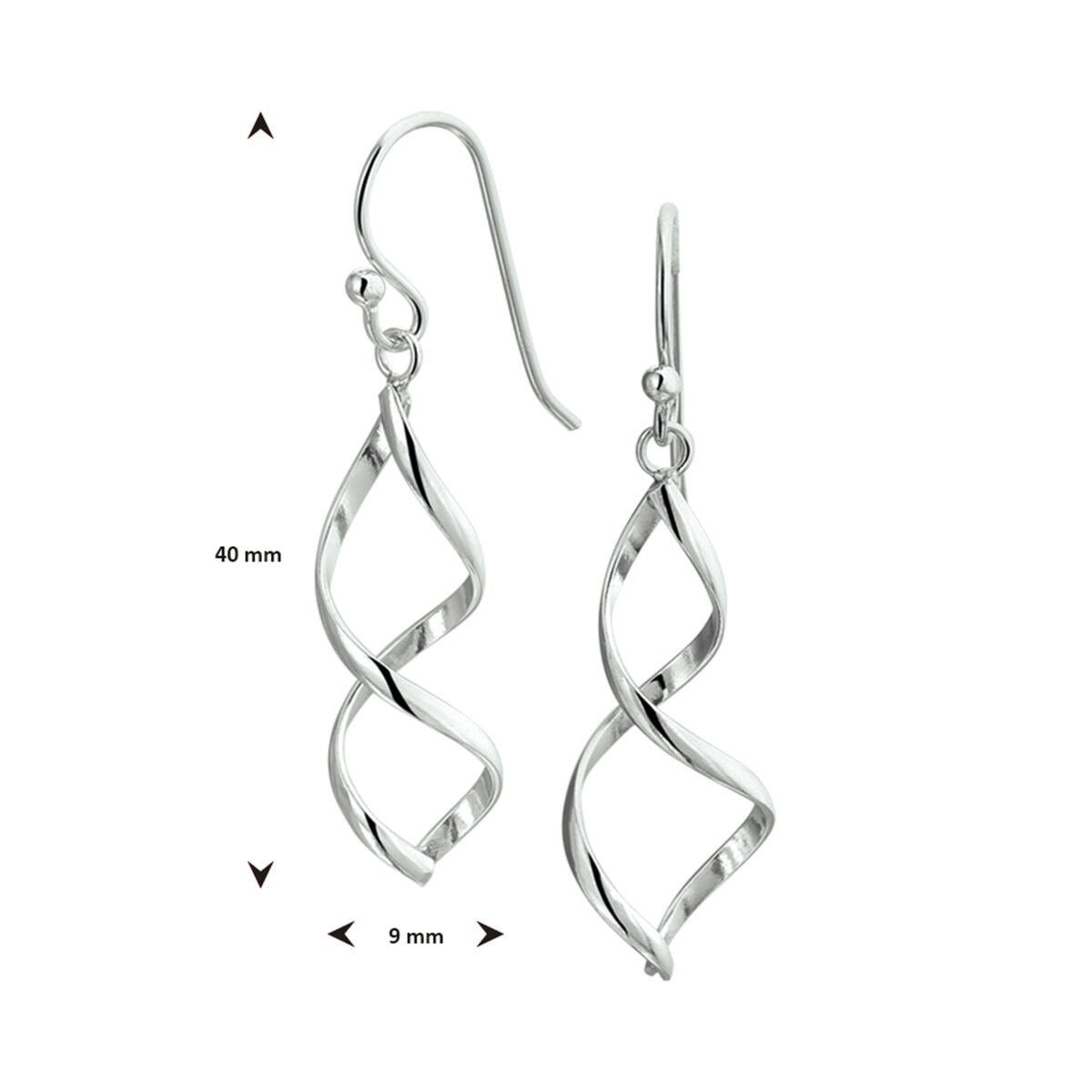 Boucles d'oreilles en argent – rhodiées 925, 40 mm