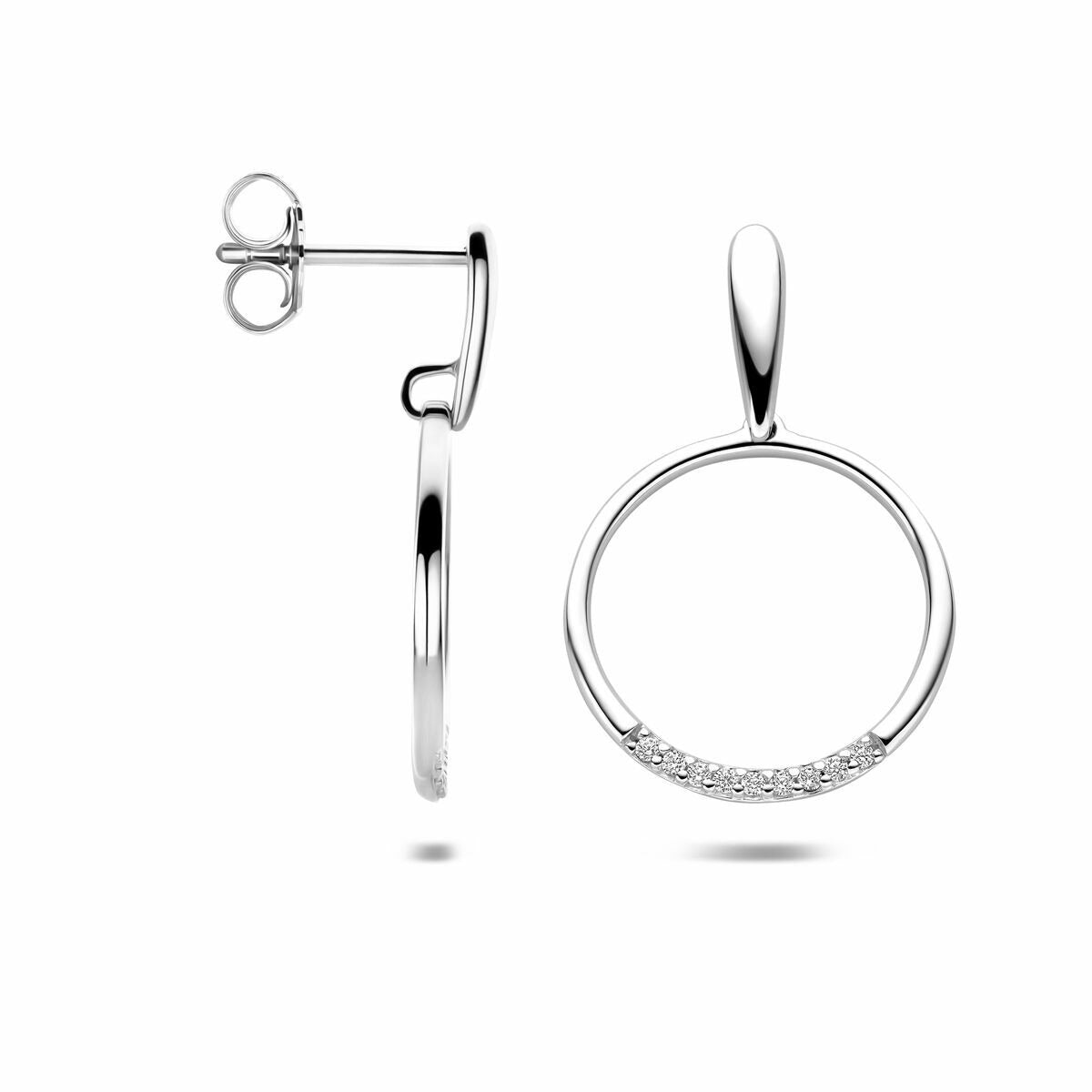 Puces d'oreilles en argent avec zircone pour femme 25 mm
