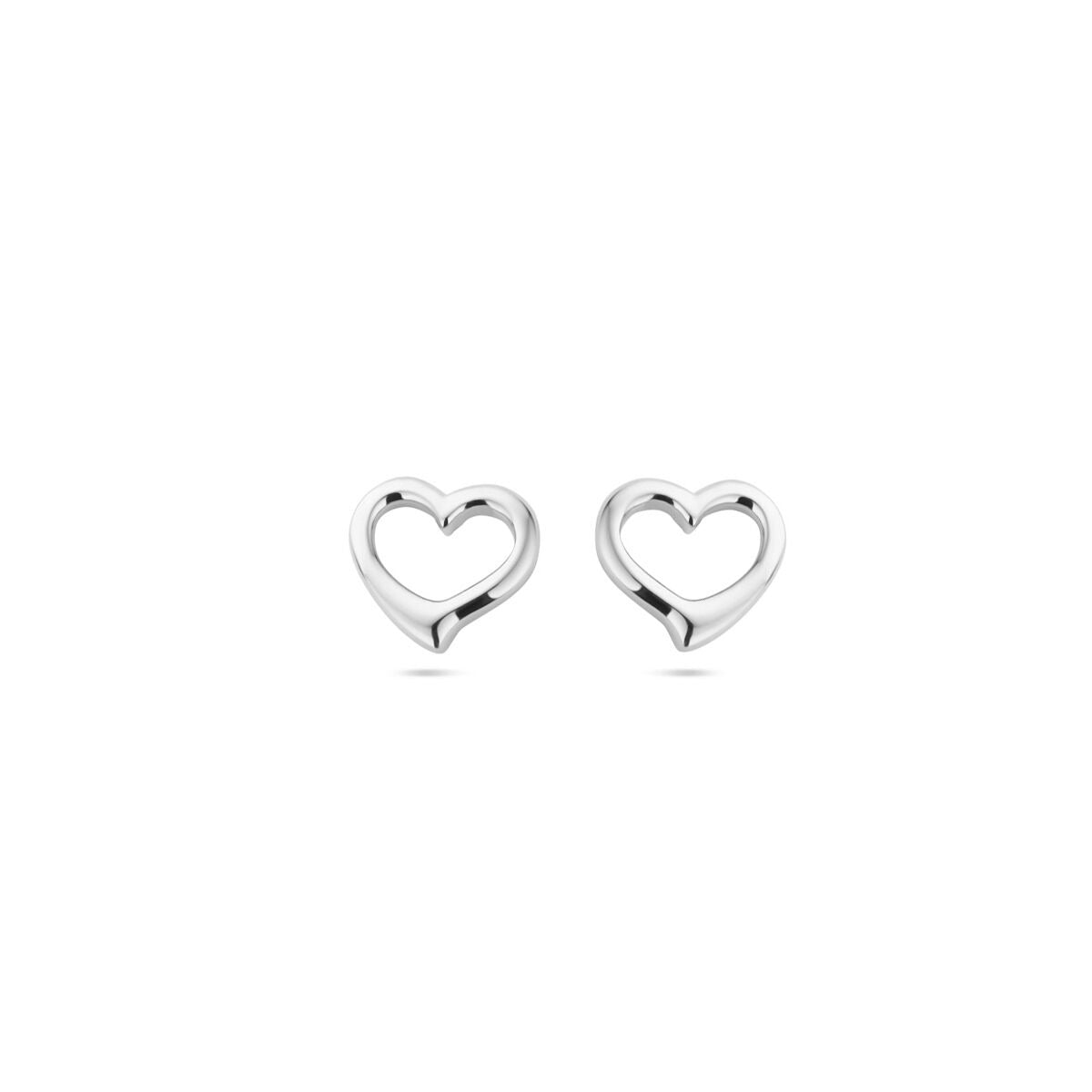 Puces d'oreilles en argent pour femme en forme de cœur – rhodiées 7.5 mm