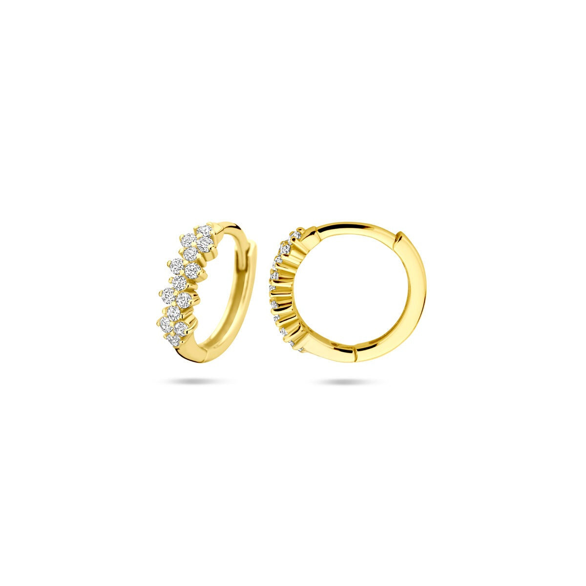 Créoles en argent plaqué or avec zircone – 11.5 mm de diamètre