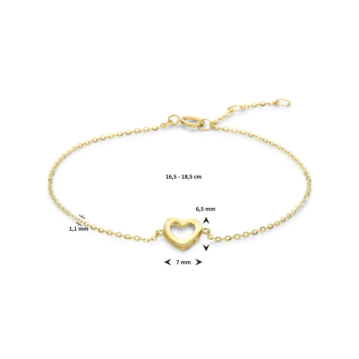 Bracelet en or pour femme avec cœur ouvert – 14k