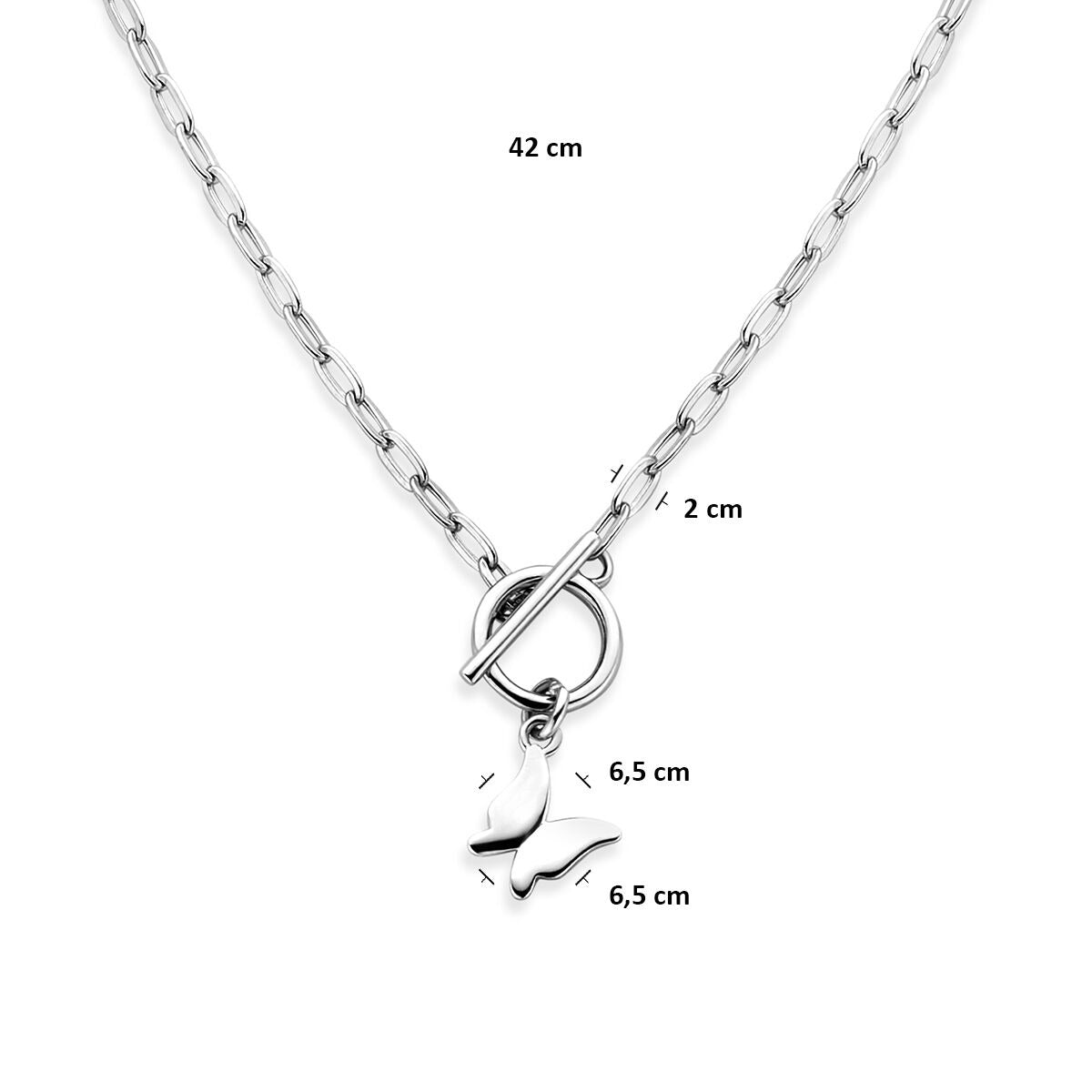 Collier en argent 925 rhodié avec papillon