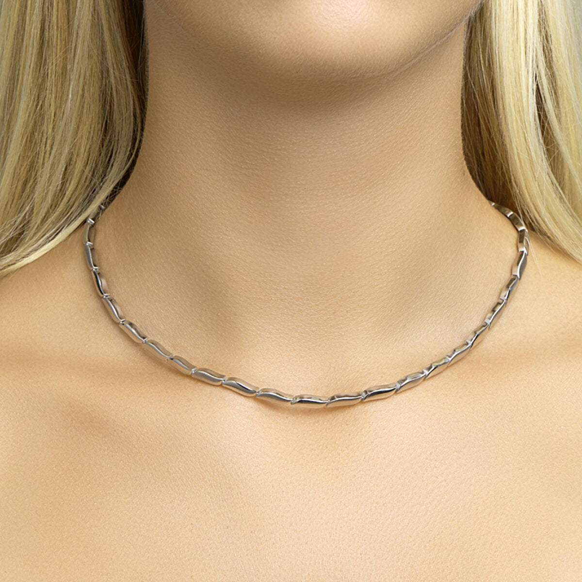 Collier en argent pour femme avec finition poli/mat.