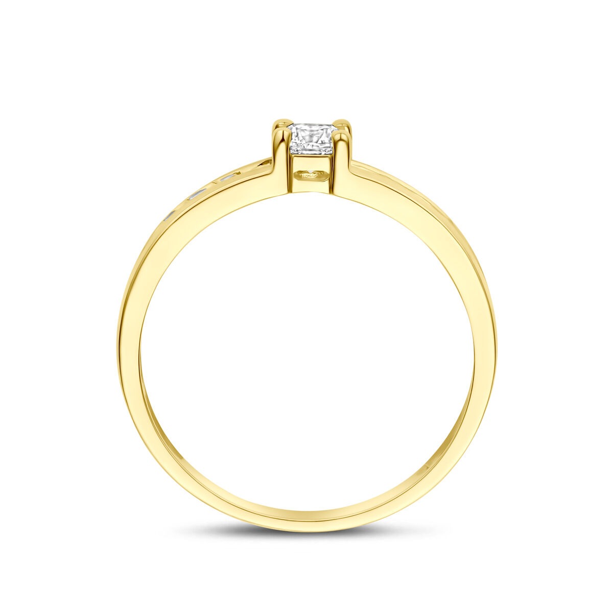 Bague de fiançailles en or – or jaune 9k avec zircone, 4 mm de large