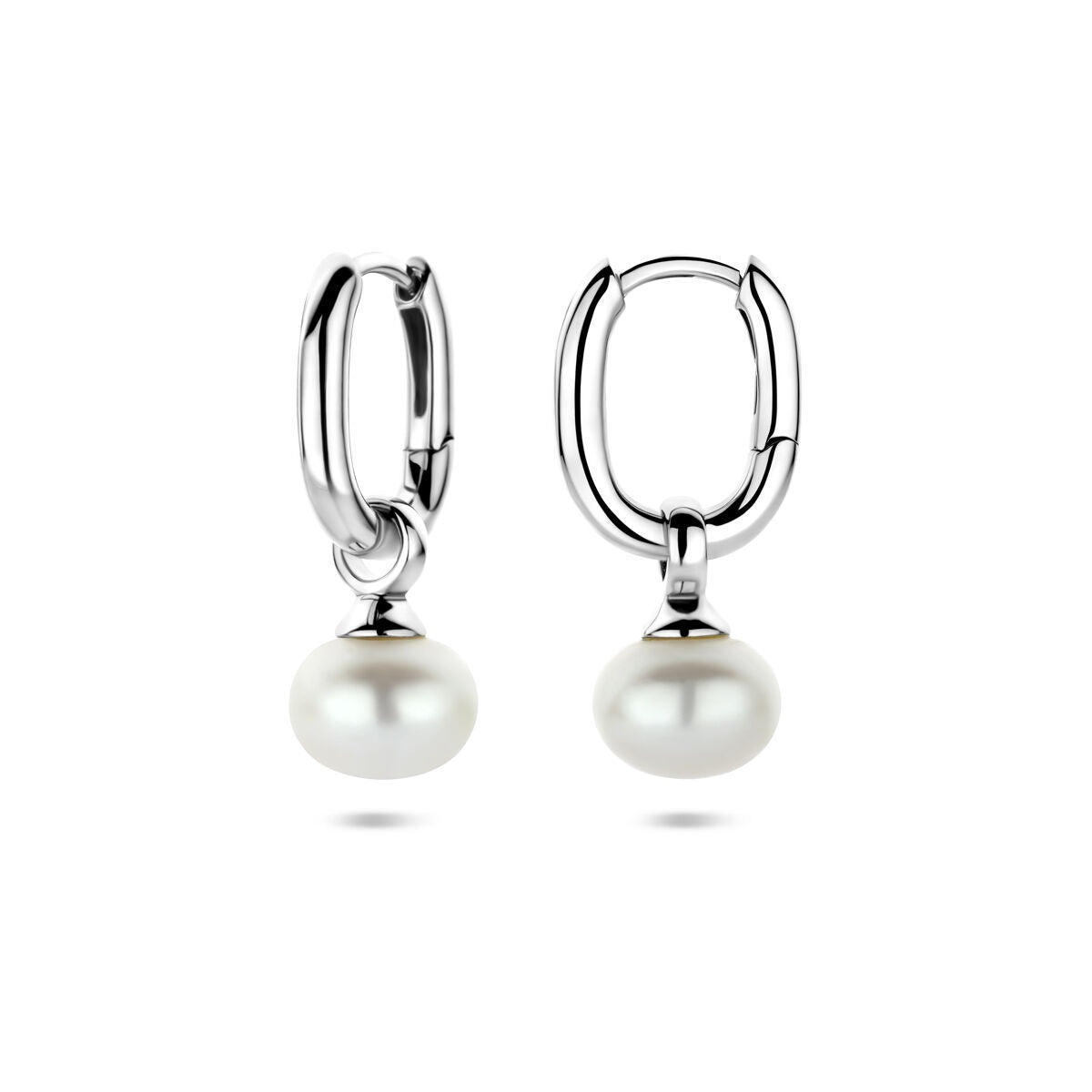 Créoles en argent avec perle 925 rhodiées – 23 mm