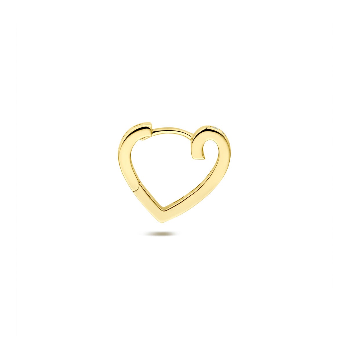 Créole en or jaune 14k avec cœur et diamant