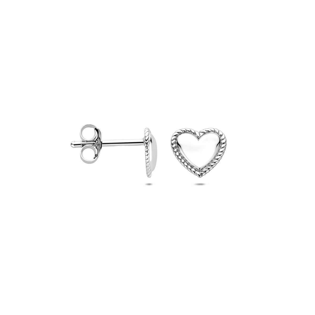 Puces d'oreilles en argent en rhodié en forme de cœur 7 mm