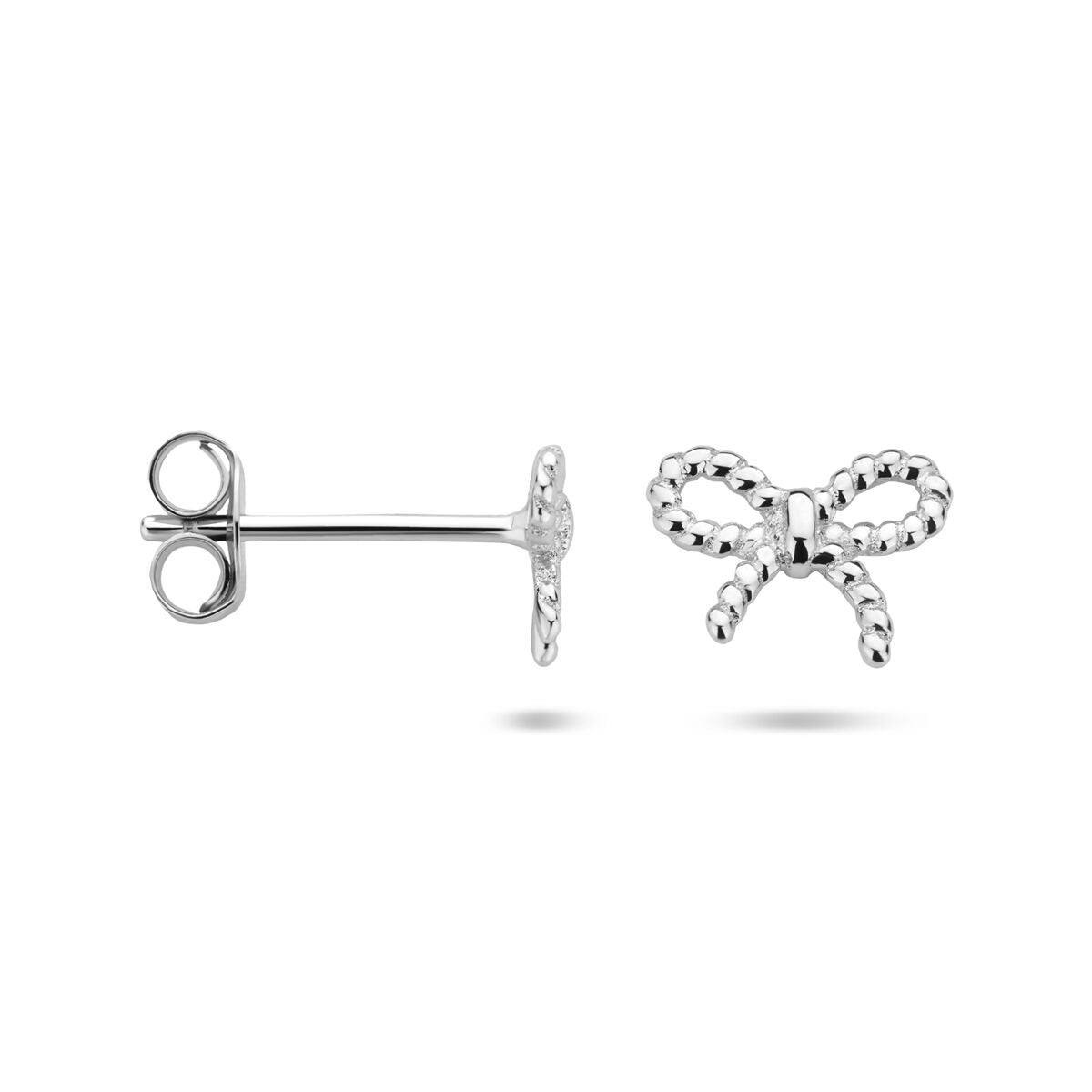Puces d'oreilles en argent nœud – rhodié argent 925, 6.5 x 8 mm