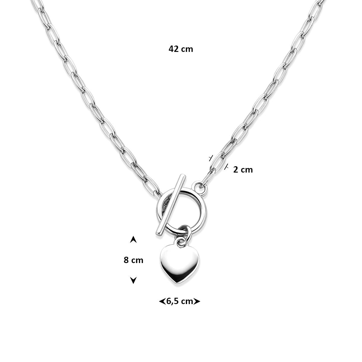 Collier en argent 925 rhodié avec cœur