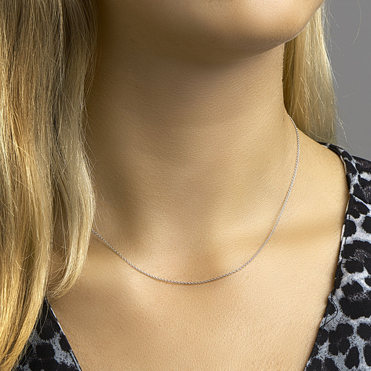 Collier Argent Ancre Plat Rhodié 42 cm