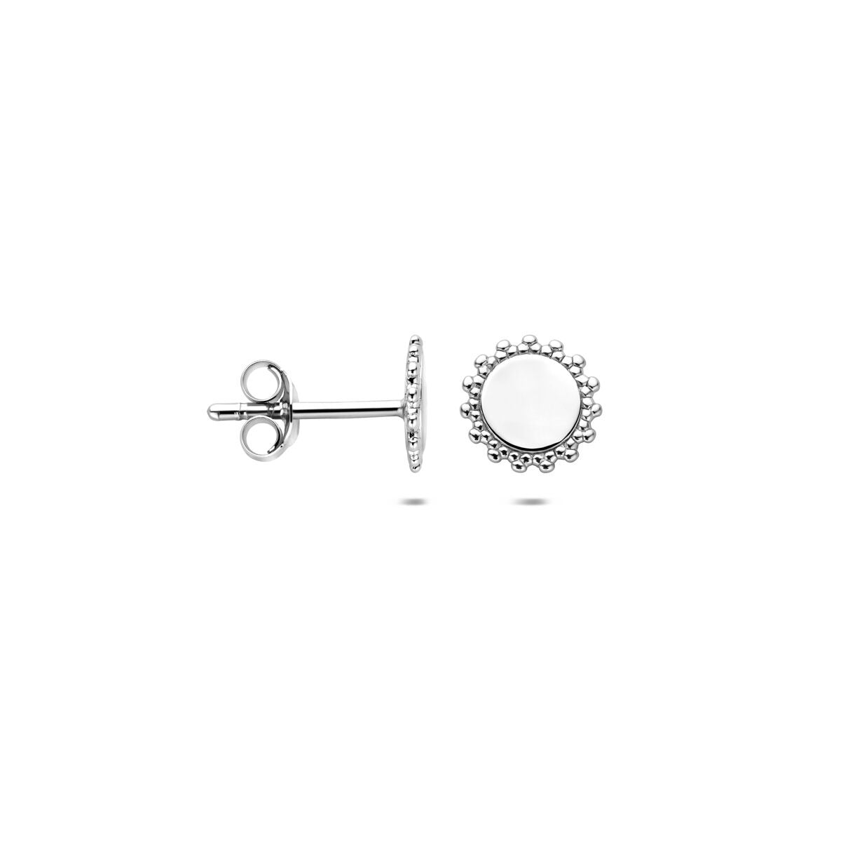 Puces d'oreilles en argent rondes rhodiées 7,5 mm