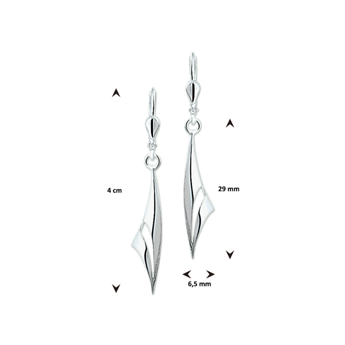 Boucles d'oreilles en argent avec finition polie