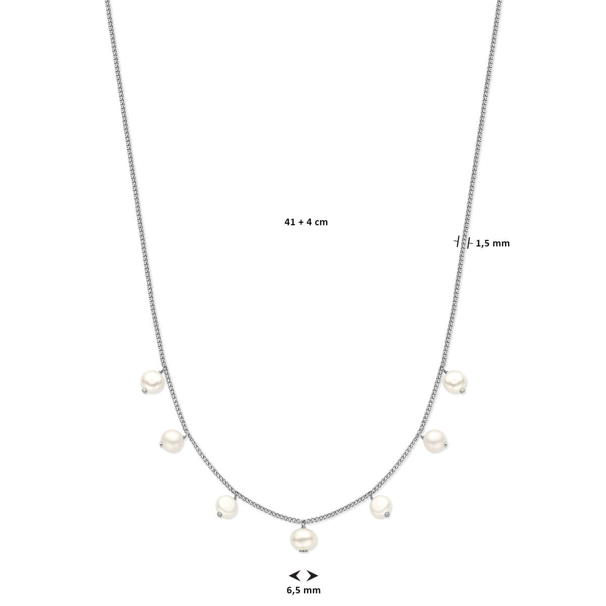 Collier en argent pour femme – collier rhodié avec perles