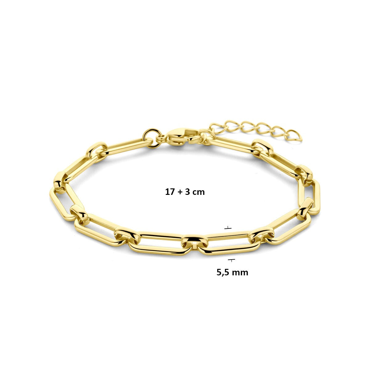 Bracelet pour femme en acier avec plaqué or – 17 à 20 cm