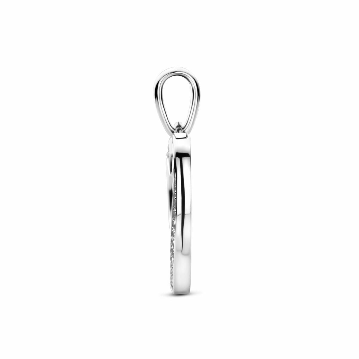 Pendentif en argent en forme de cœur avec zircone 925 rhodié – 21 mm