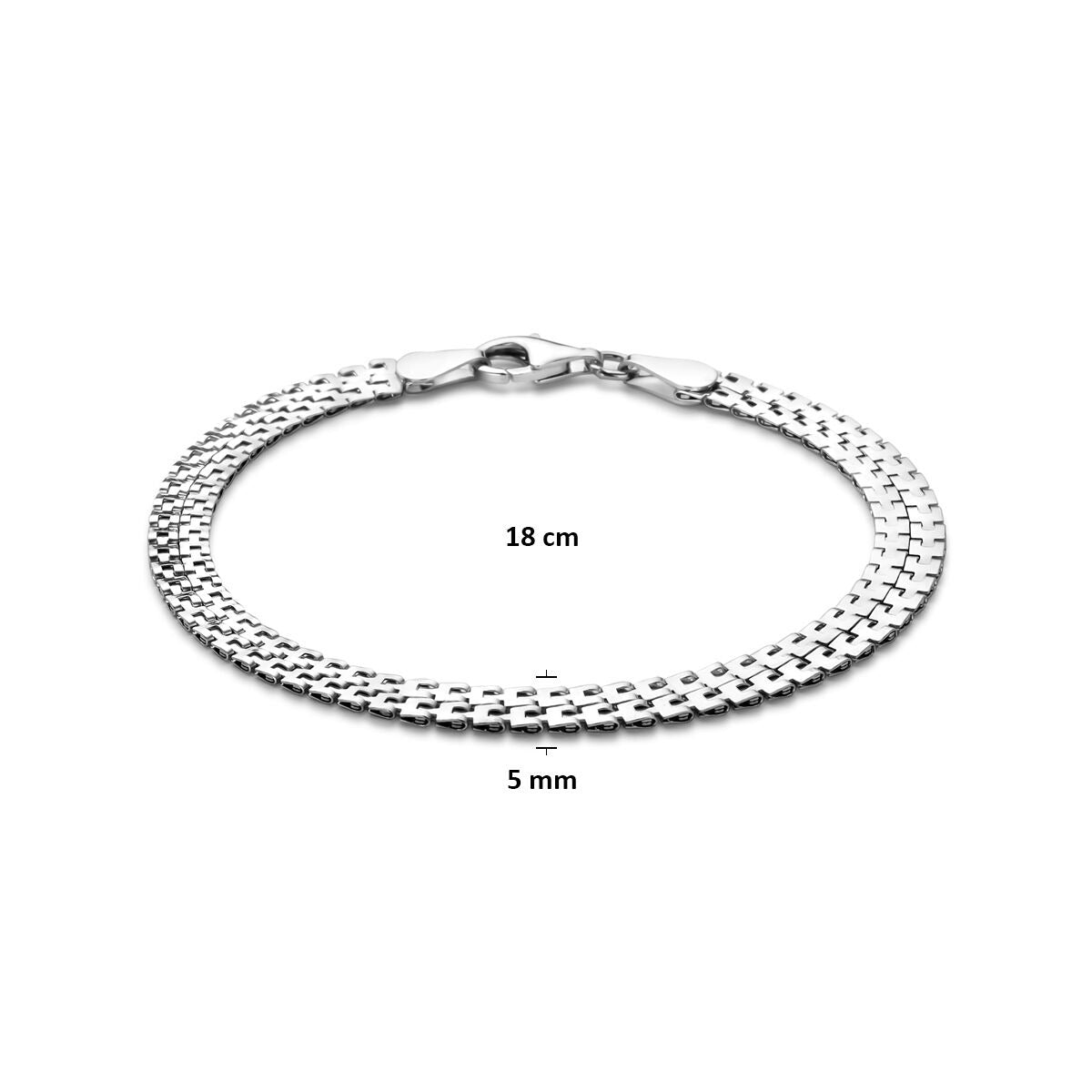 Bracelet pour femme en argent – rhodié avec maille fantaisie 5 mm 18 cm