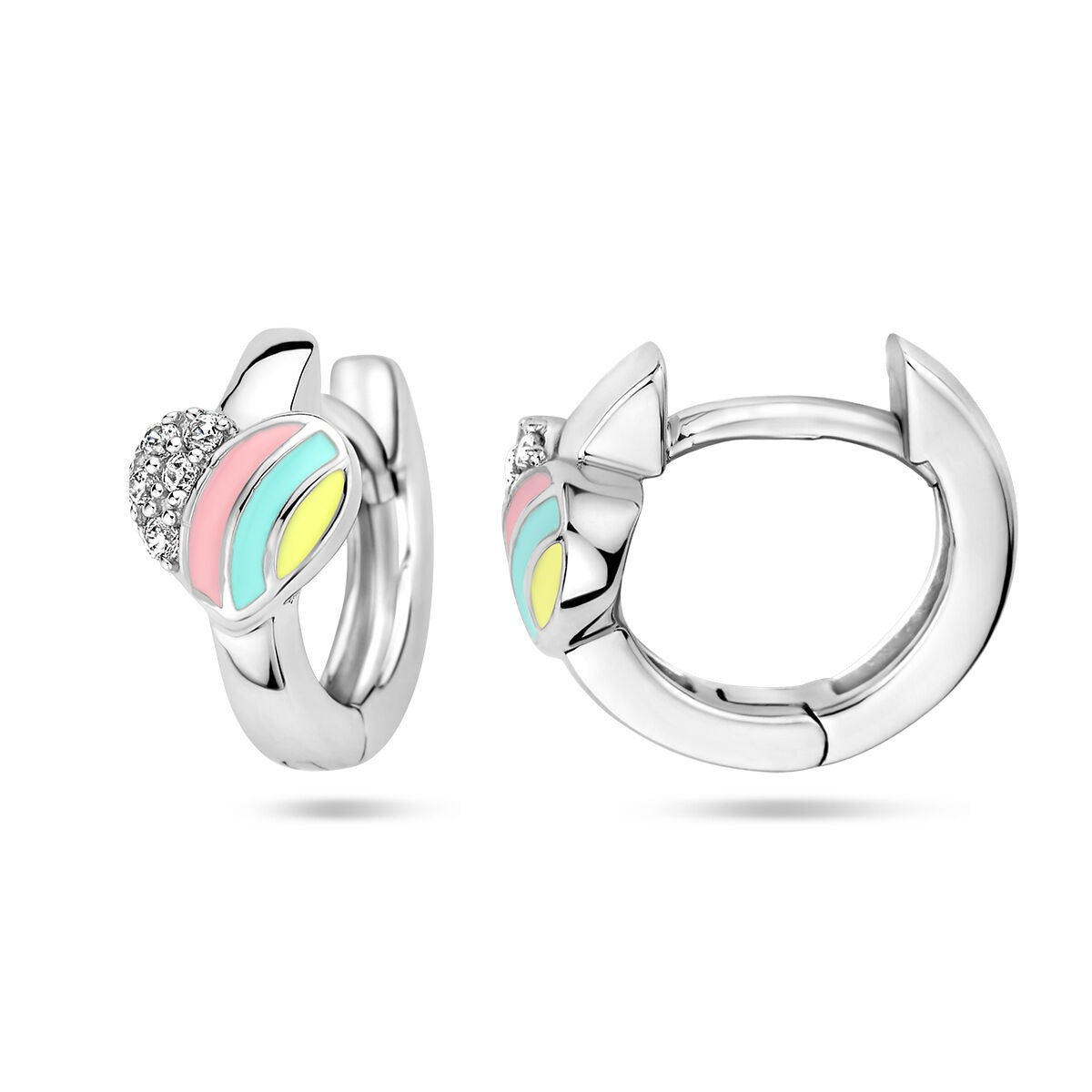 Boucles d'oreilles pour enfant en argent – rhodiées avec cœur et zircone