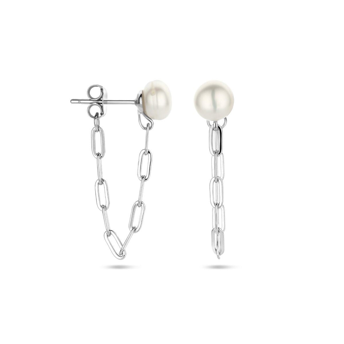 puces d'oreilles perle 6,5 mm argent rhodié