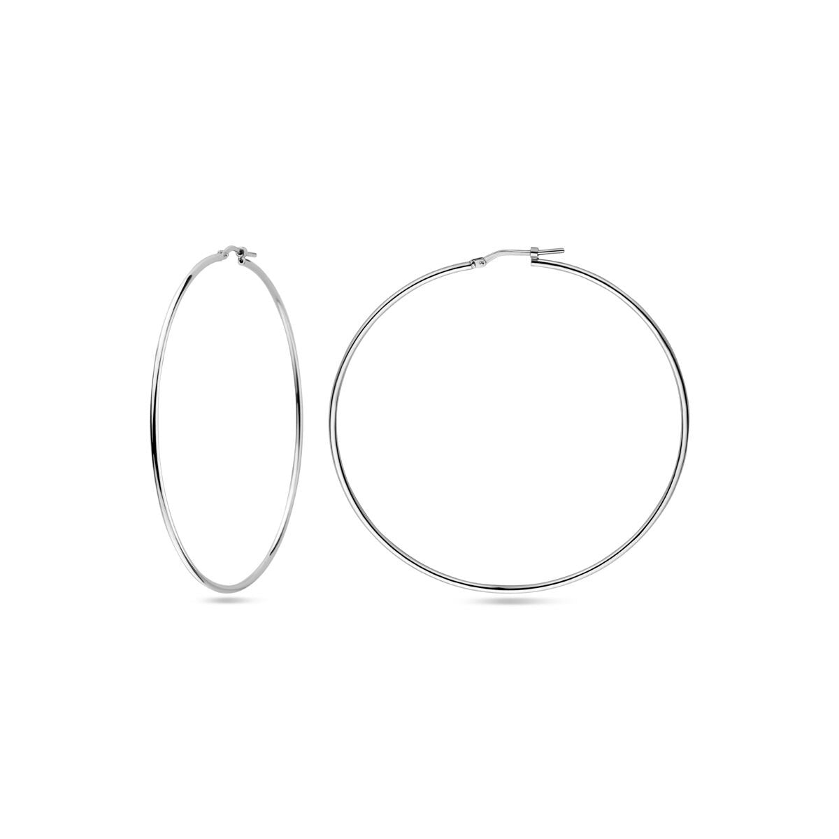 Boucles d'oreilles pour femme en argent rhodié avec fermoir à charnière