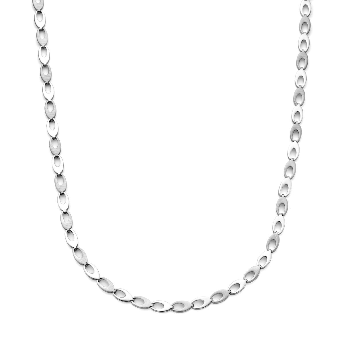 Collier en argent rhodié en argent 925 avec maillons fantaisie ovales.