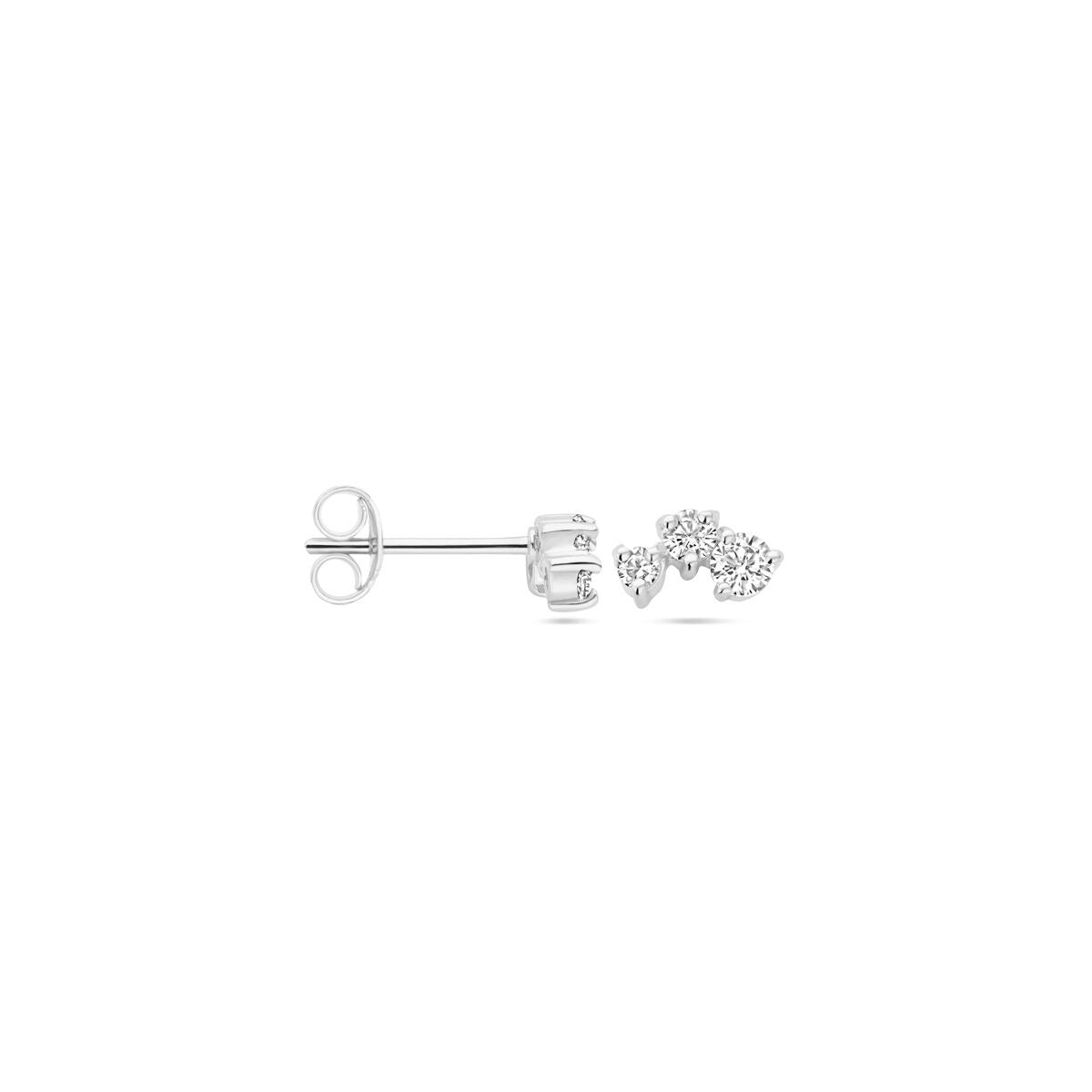Puces d'oreilles en argent pour femme avec zircone – rhodié 4.5 x 8 mm
