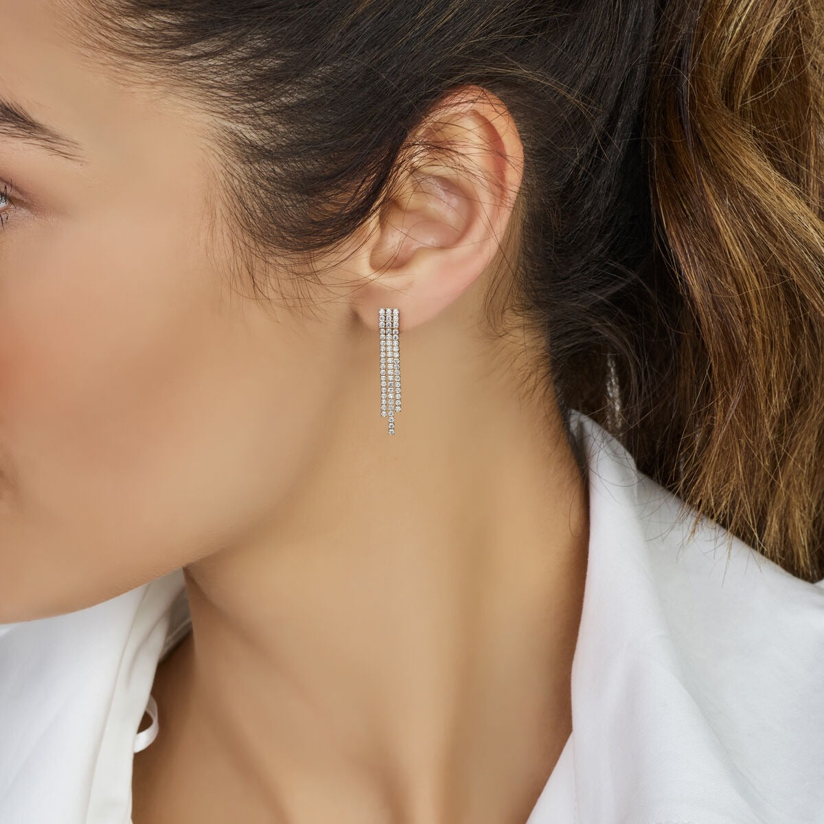 Boucles d'oreilles en argent pour femme avec zircone – sertissage entourage 36 mm