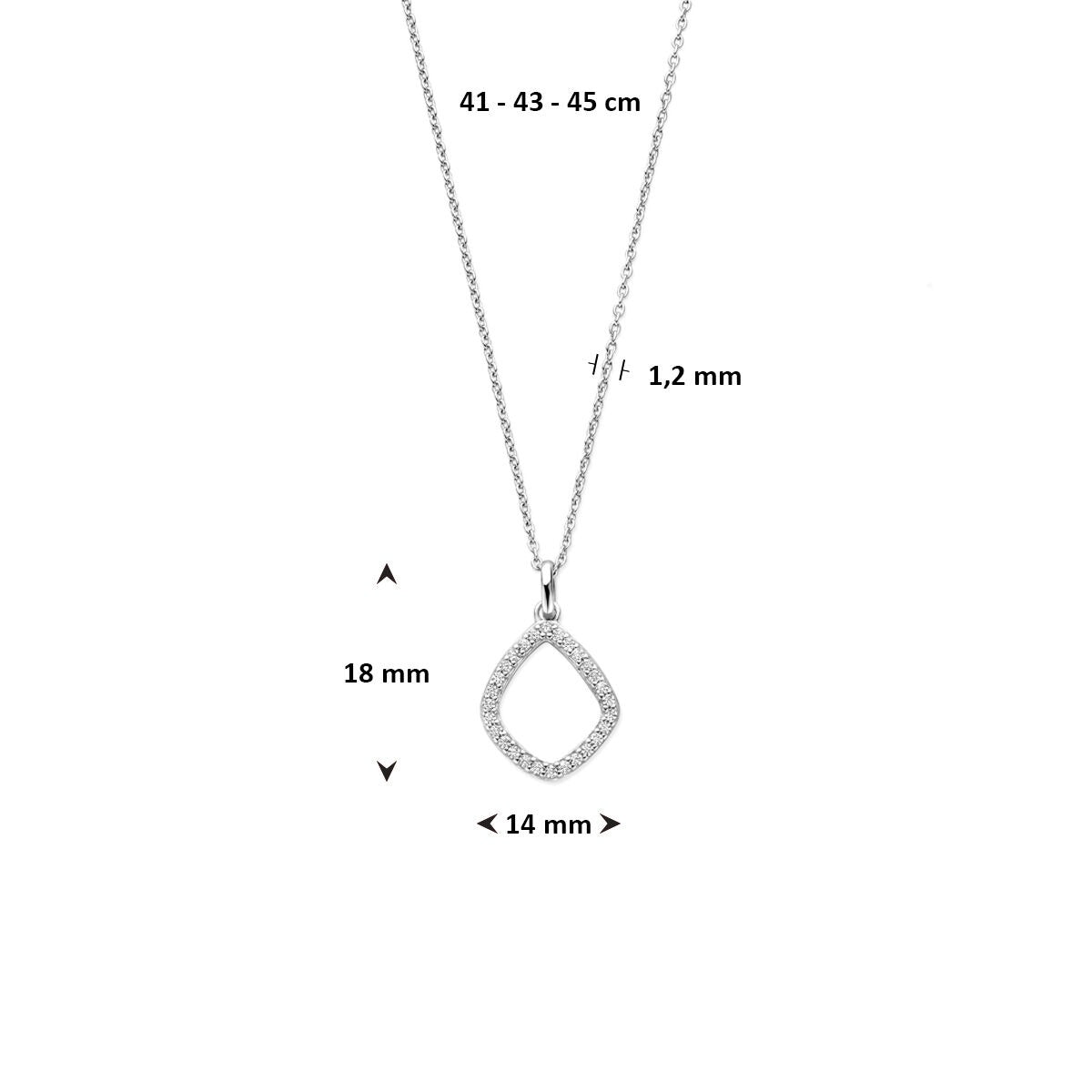 Collier en argent avec pendentif en zircone en forme de losange 41 - 43 - 45 cm