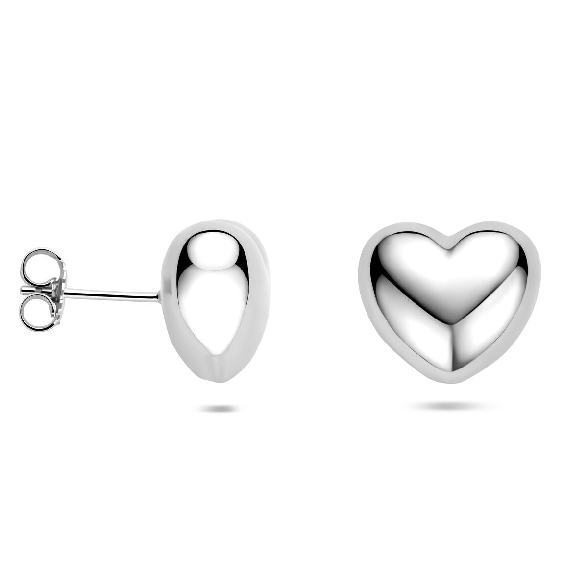 Puces d'oreilles en argent en forme de cœur rhodiées 13 mm