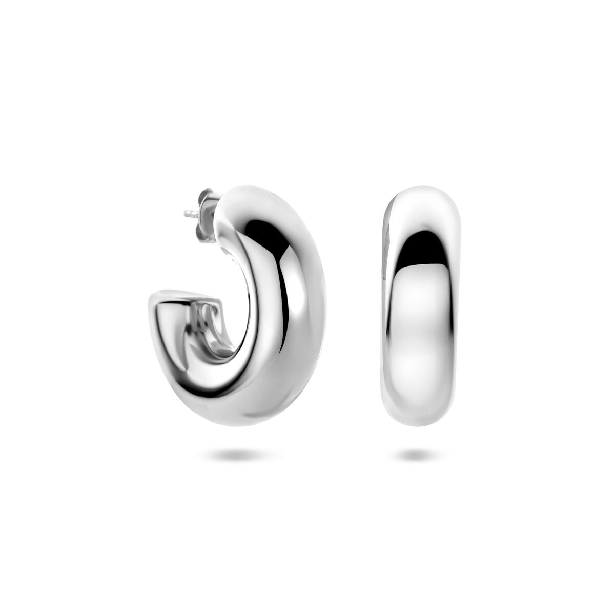 Créoles en acier couleur argent – 31x10mm