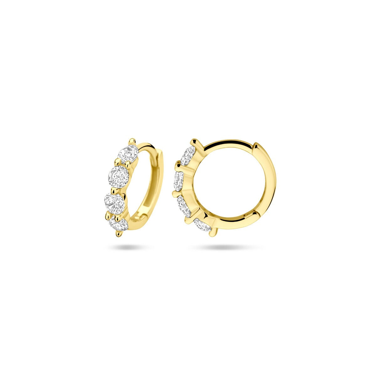 Créoles en argent plaqué or avec zircone – Ø12.5 mm