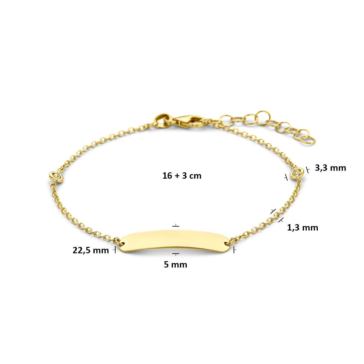 Bracelet en or jaune 14k à graver avec diamant cultivé en laboratoire