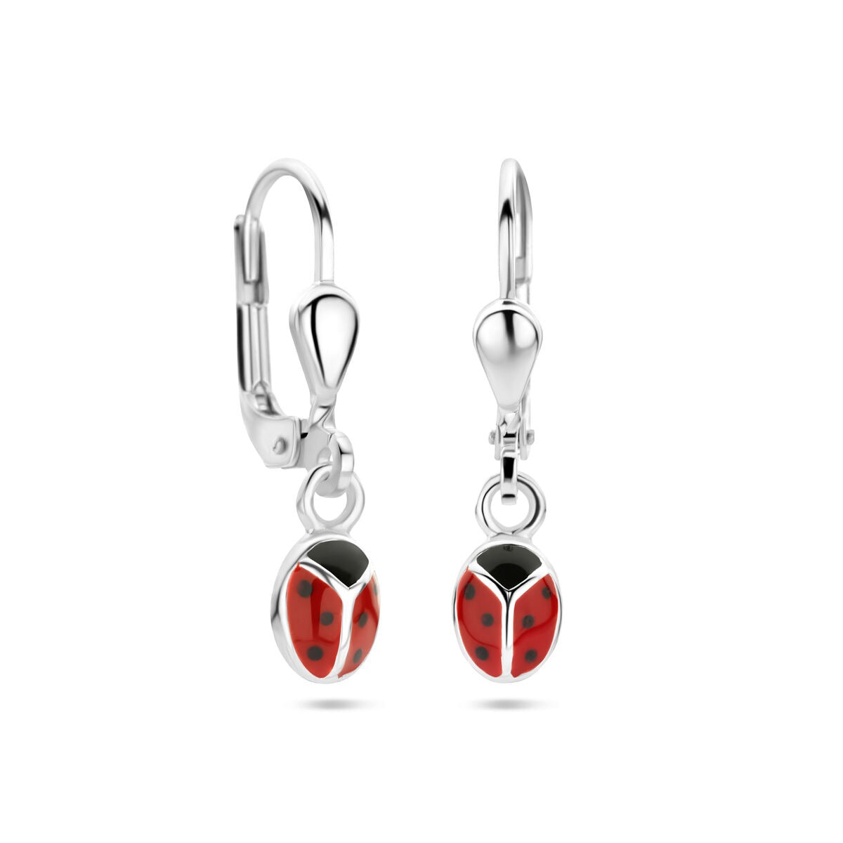 Boucles d'oreilles coccinelle en argent – bijou ludique pour enfant en argent 925