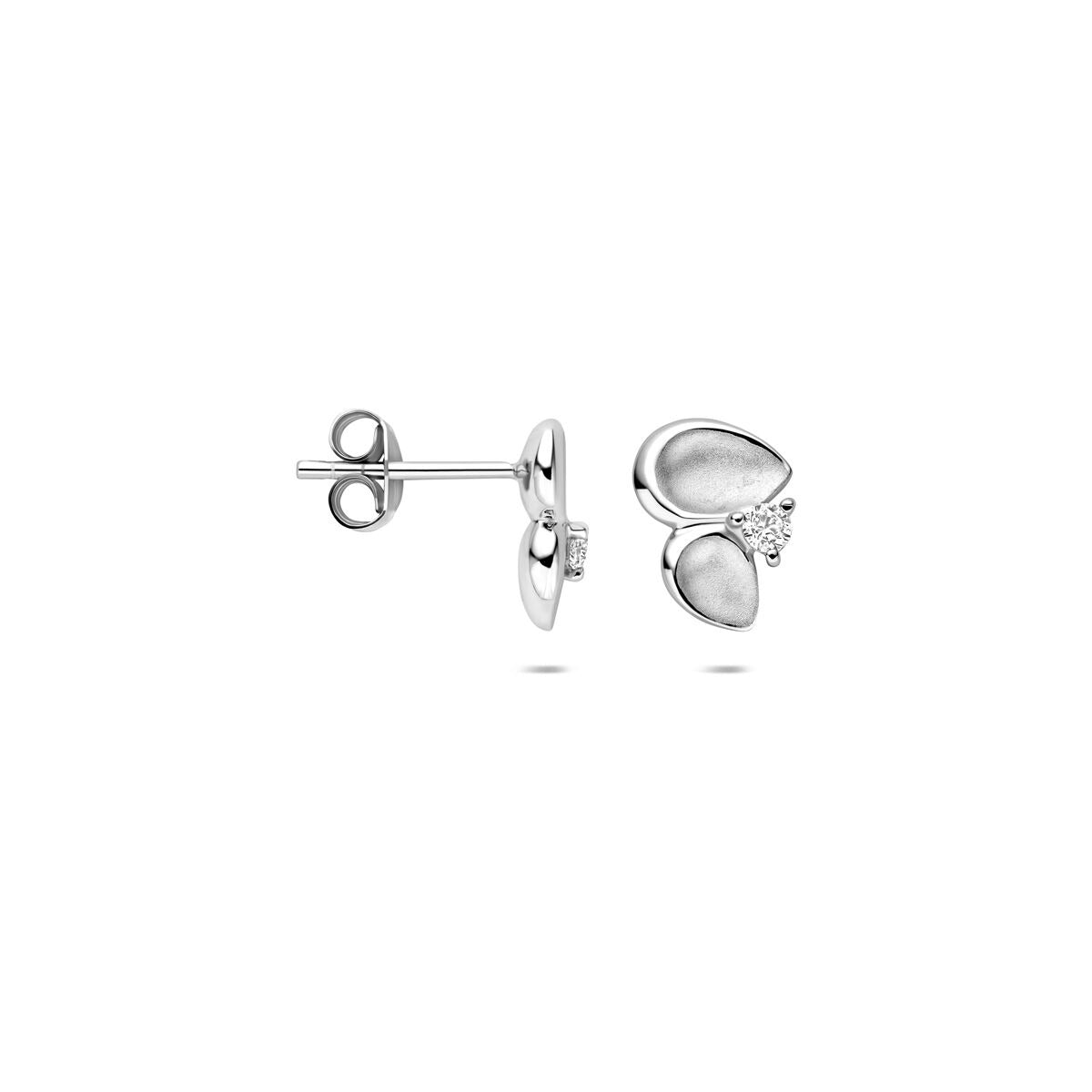 Puces d'oreilles rhodiées en argent avec zircone
