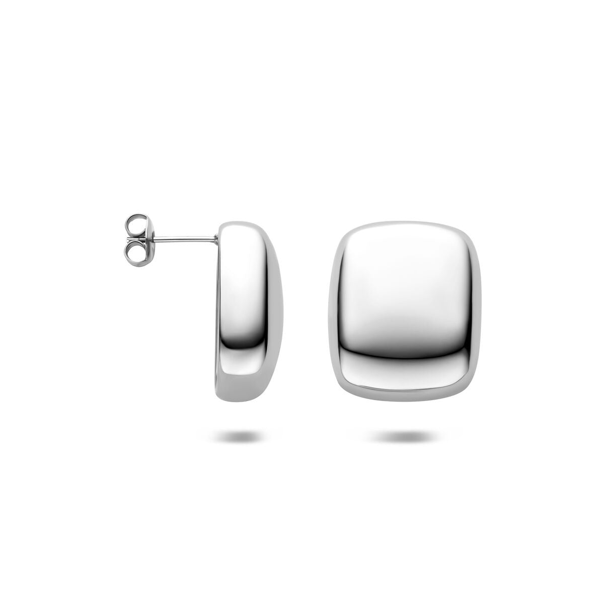 Puces d'oreilles en acier couleur argent – 23x19mm