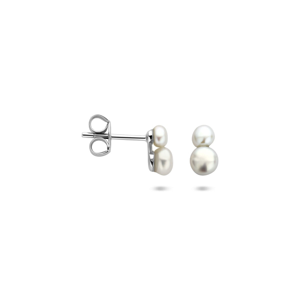 Puces d'oreilles rhodiées en argent 925 avec perle