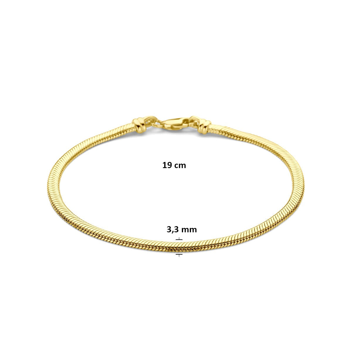 Bracelet en or jaune 9k avec noyau en argent
