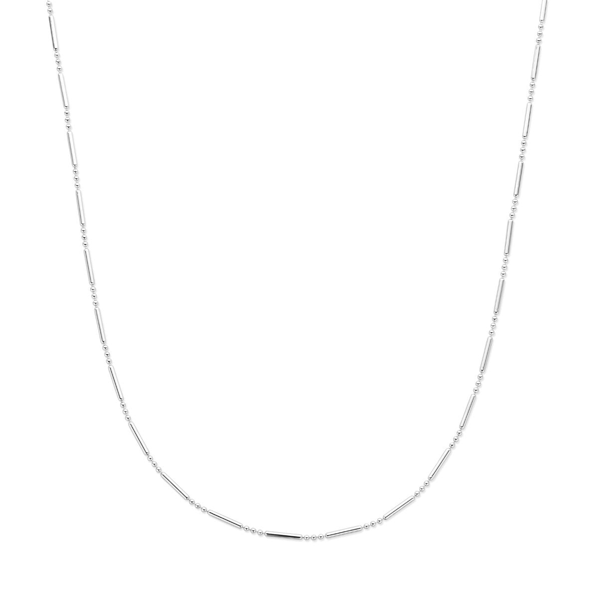 Collier en argent rhodié de 1,5 mm, longueur de 41 + 4 cm, sans pendentif.