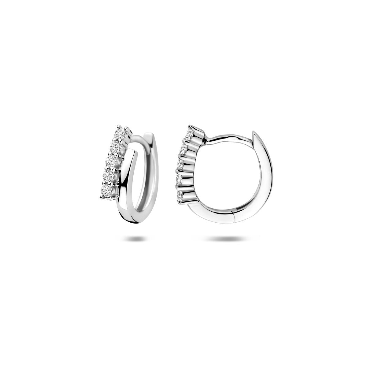 Boucles d'oreilles créoles en argent avec zircone – rhodié argent 13 mm