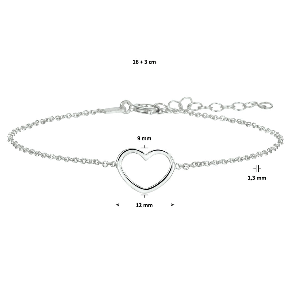 Bracelet en argent avec cœur – rhodié argent 925