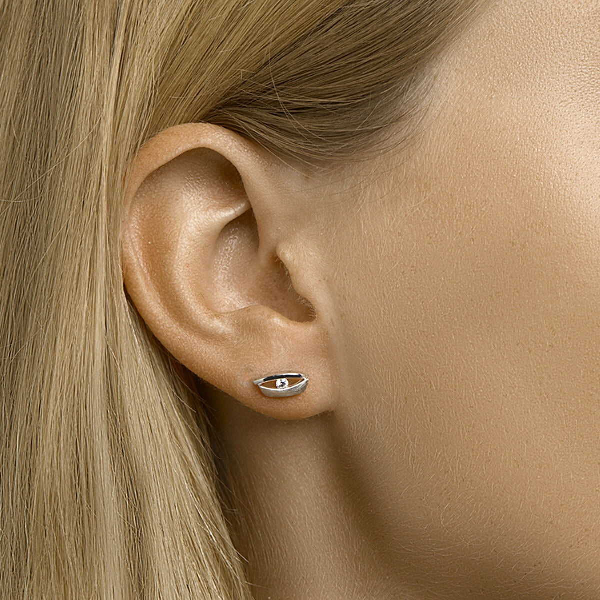 Puces d'oreilles en argent rhodié 925 avec zircone