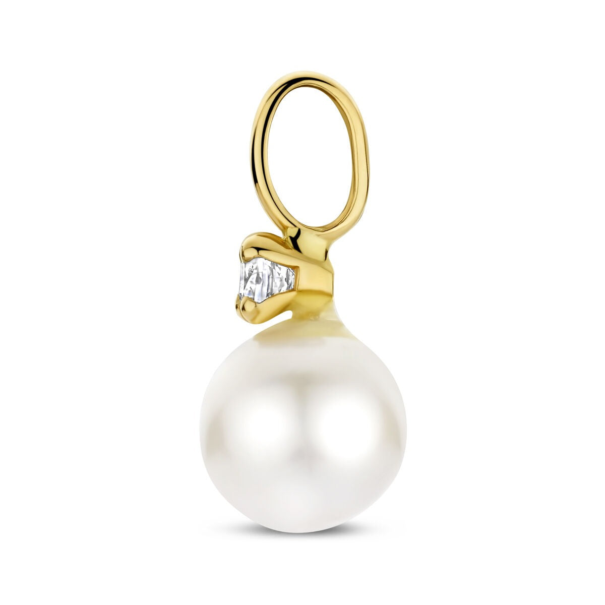 Pendentif en or jaune avec perle et zircone – 14k
