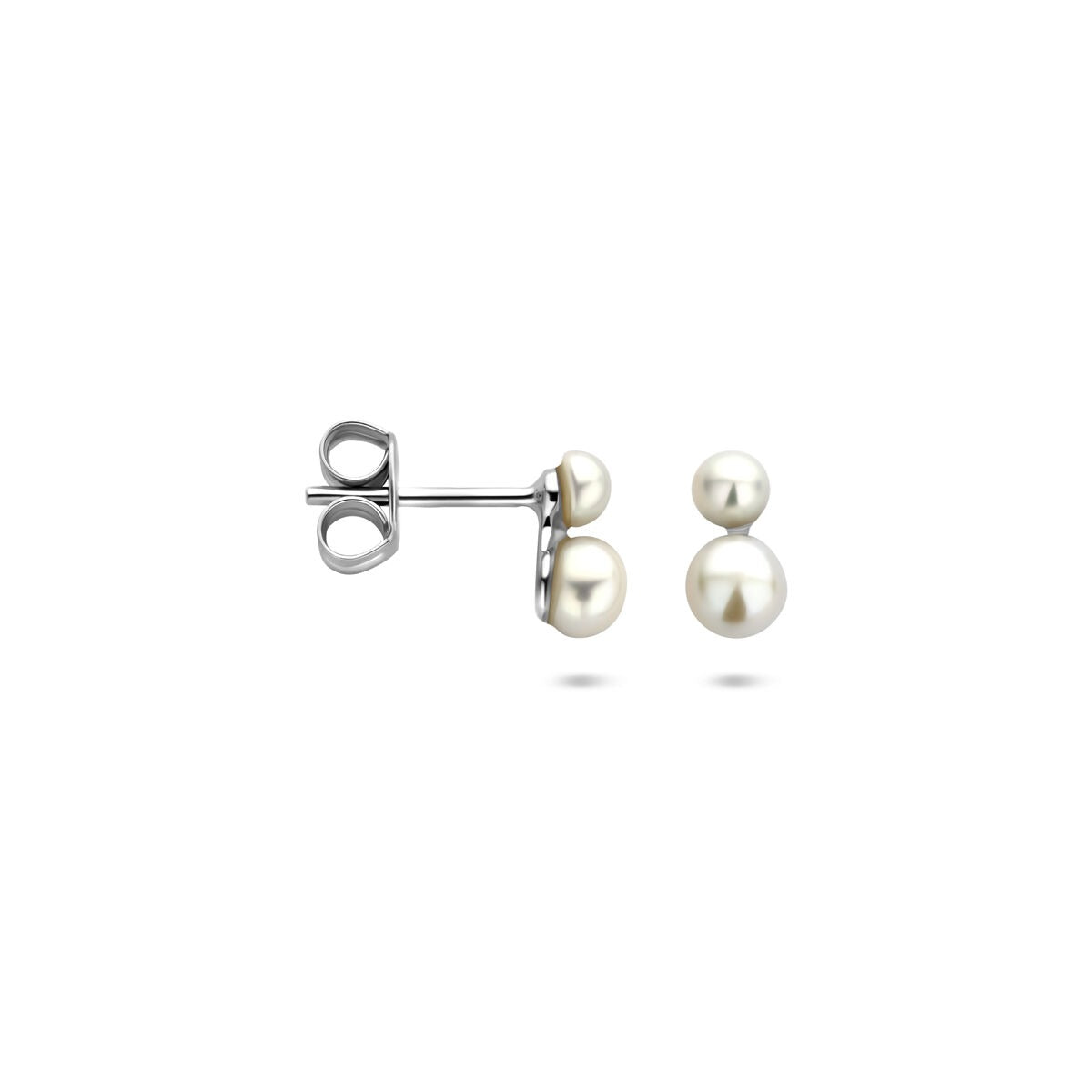 Puces d'oreilles rhodiées en argent 925 avec perle