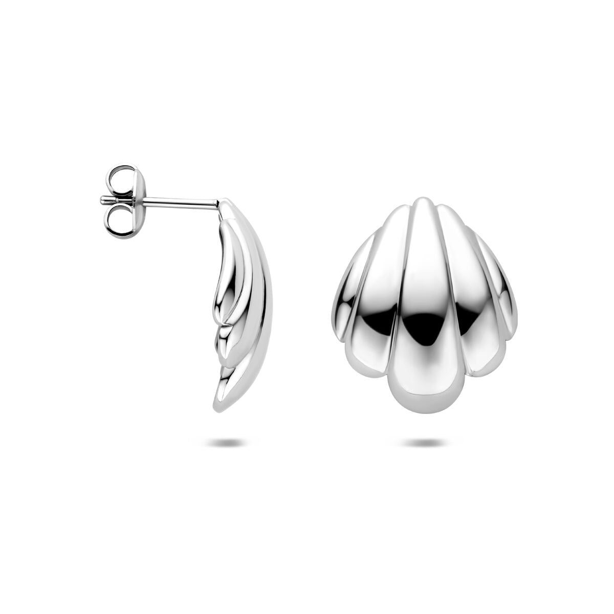 Puces d'oreilles en acier pour femme couleur argent 20 mm