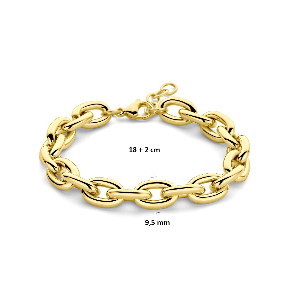 Bracelet ancre en acier doré 18–20cm