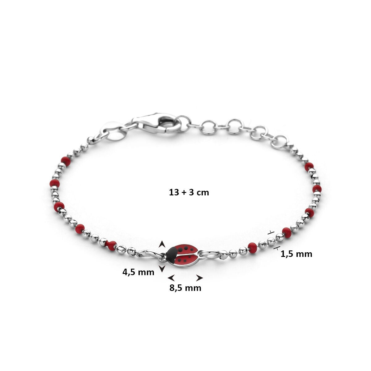Bracelet pour enfant en argent avec coccinelles – rhodié argent 925 13 + 3 cm